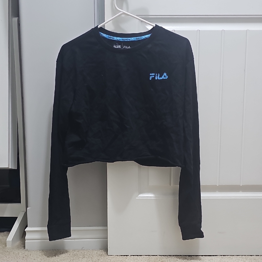 Fila Black VILLIANS Crop Top with Blue Logo M MEDIUM